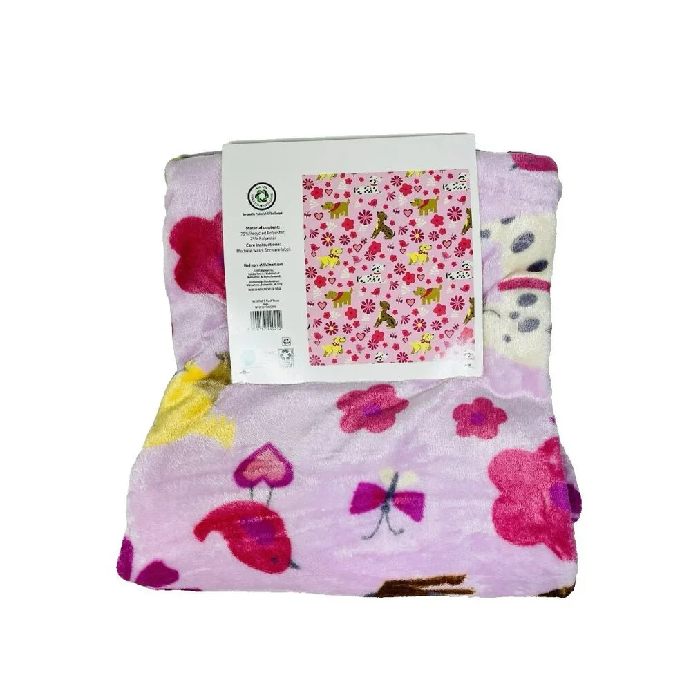 Way To Celebrate Cute Puppy Dogs Velvet Plush Throw Blanket 50